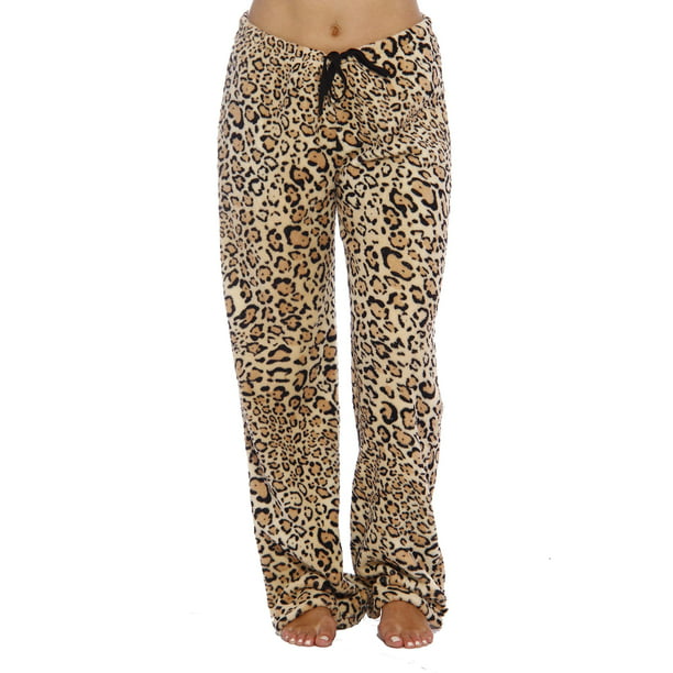Women's Plush Pajama Pants - Petite to Plus Size Pajamas (Leopard, X ...