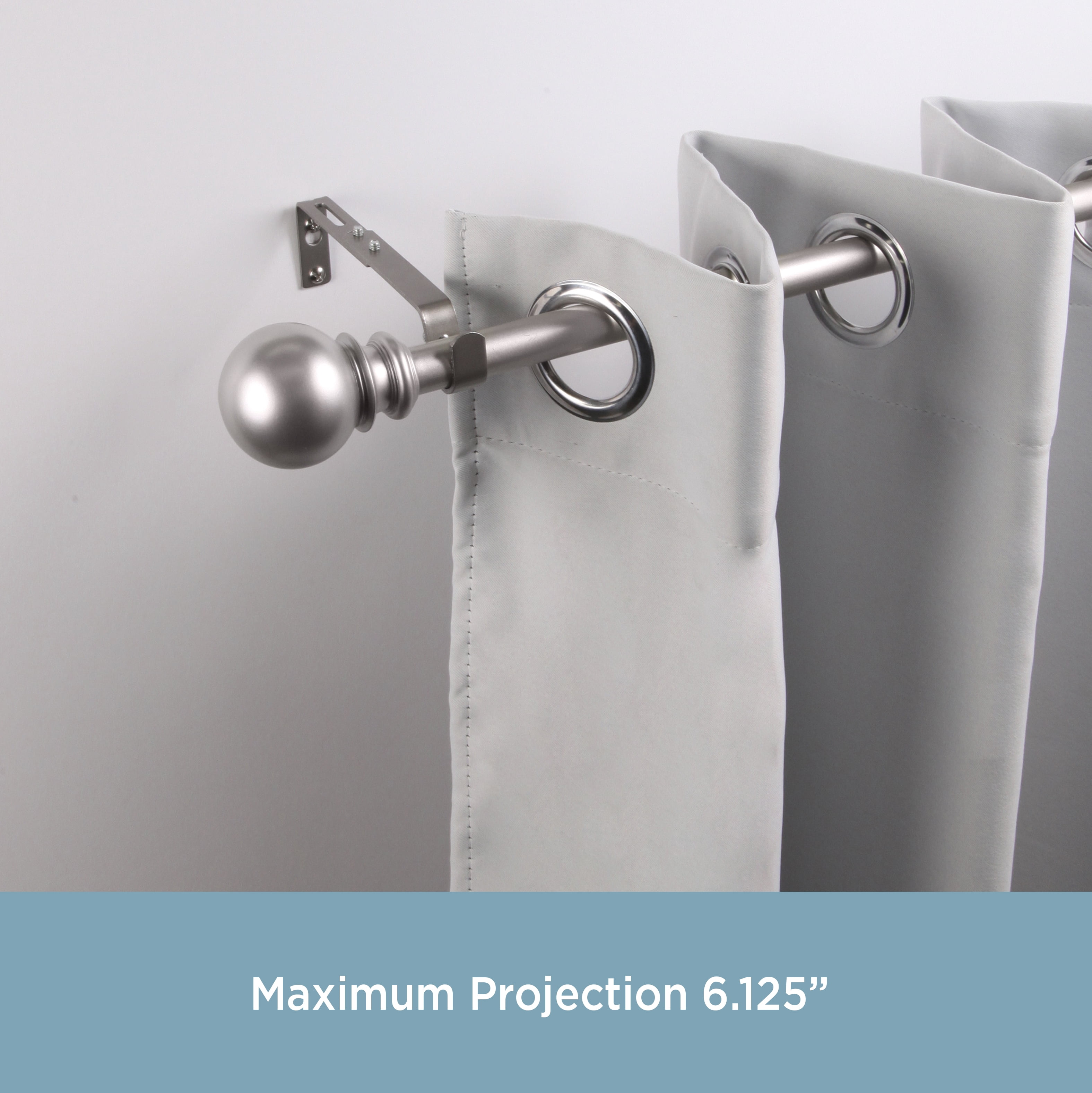 Kenney 3/4" Adjustable 4.5-6.125" Curtain Rod Mounting Brackets, Set of 2, Polished Pewter
