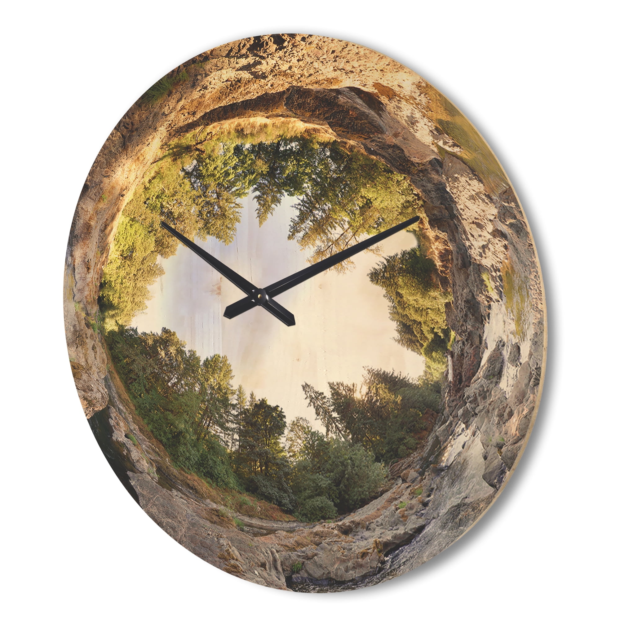 Designart 'Wild Forest River Tube ' Modern Wood Wall Clock