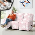 thumbnail image 5 of ZIATUBLES Recliner Sofa Covers Stretch Reclining Couch Slipcovers, Paw Love Heart Pink Printed Recliner Chair Cover for 3 Seat Furniture Protector with Side Pockets for Pets, 5 of 9