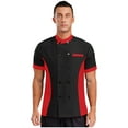 thumbnail image 1 of Hansber Unisex Lightweight Chef Coat Professional Cook Chef Jacket Kitchen Work Uniform for Men and Women Black&Red M, 1 of 5