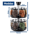 thumbnail image 3 of Organizador de Cocina Giratorio 360º con 12 Frascos Especieros de Vidrio con Tapas de Acero Inoxidable Xtellar negro, 3 of 3