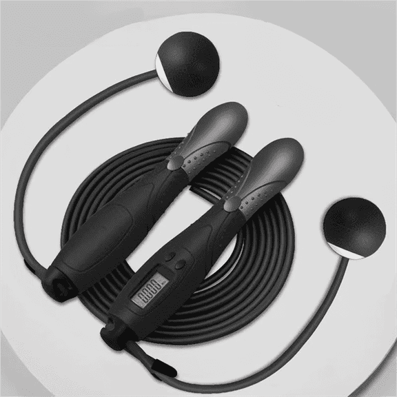 ZOUYUE Digital Counting Cordless Jump Ropes with 2 Balls, Black