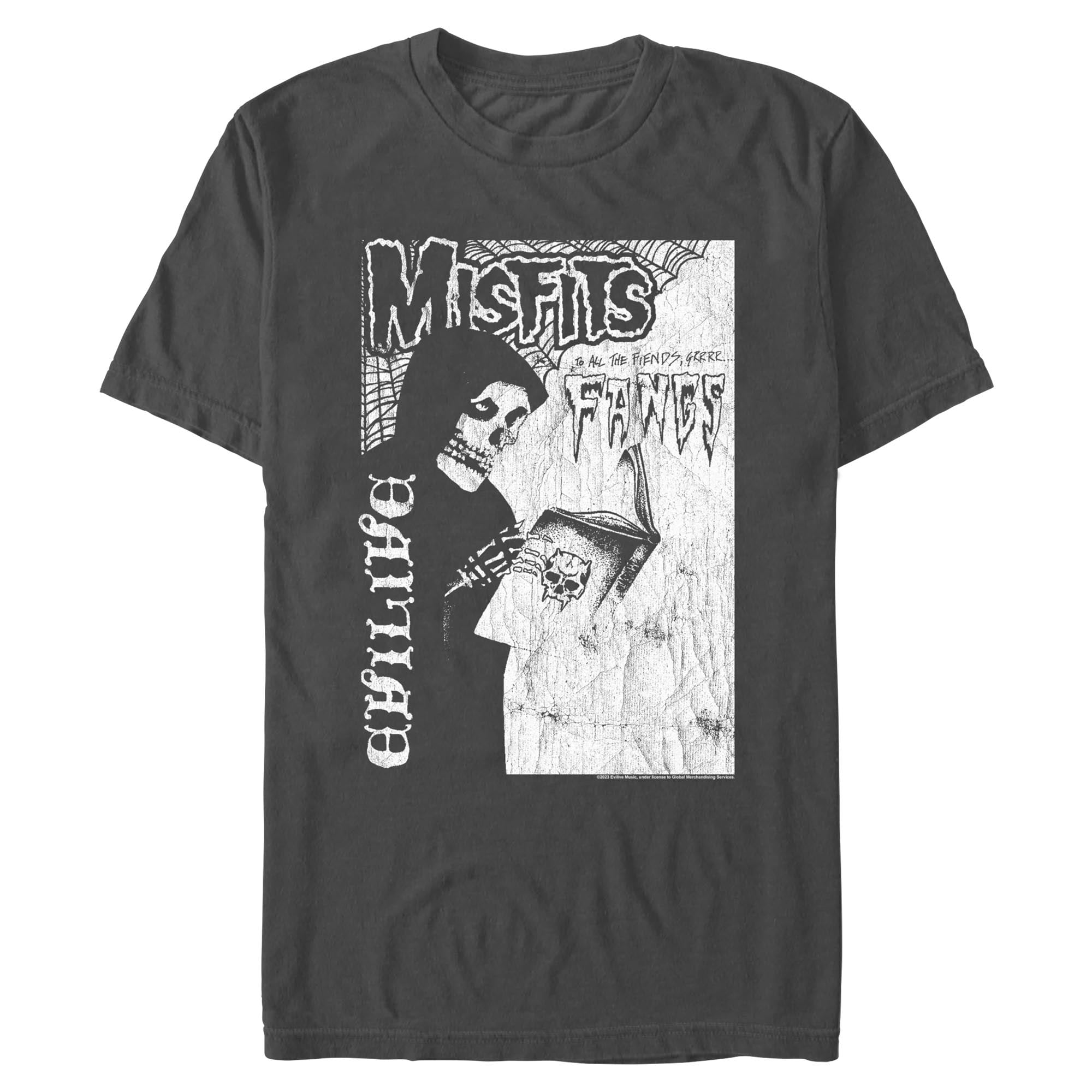Misfits Men's Fiend Skull Graphic T-Shirt, Charcoal, 2X Large
