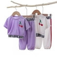thumbnail image 2 of Kids 2 Pieces Outfits Cropped T Shirt and Long Pants Tracksuits Set Sportwear For Girls, 2 of 4