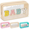 thumbnail image 1 of Bolsa de maquillaje Izuzta Chenille Letter, transparente, de nailon impermeable, 1 of 9