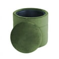 thumbnail image 2 of HomePop Round Storage Ottoman, Green Velvet, 2 of 9