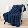 thumbnail image 5 of PAVILIA Navy Blue Throw Blanket for Couch, Twin Bed, Soft Fleece Throws for Sofa Chair, Fuzzy Waffle Textured Blanket, Cozy Warm Lightweight All Season Blanket Throw, 60x80, 5 of 9