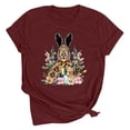 thumbnail image 4 of UPPADA Femmes Heureux Easter T-Shirt Bunny Lapin Graphique T-Shirt Manche Courte Drôle Lettres Imprimées Chemises Manche Courte Col Rond Tuniques Hauts Vin,TG, 4 of 5