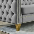 thumbnail image 6 of {Contact us for 3D modeling} Velvet Sofa for Living Room,Buttons Tufted Square Arm Couch, Modern Couch Upholstered Button and Metal Legs, Sofa Couch for Bedroom, Grey Velvet, 6 of 7