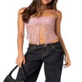 thumbnail image 1 of Women Lace Tube Tops Summer Strapless Cropped Bandeau Backless Shirts, 1 of 9
