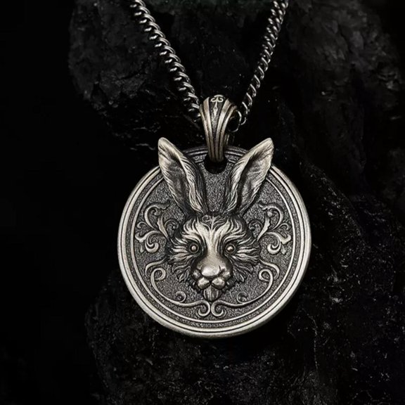 HOOUN Men's Stainless Steel Rabbit Necklace Pendant Jewelry Fashion Chain Gift