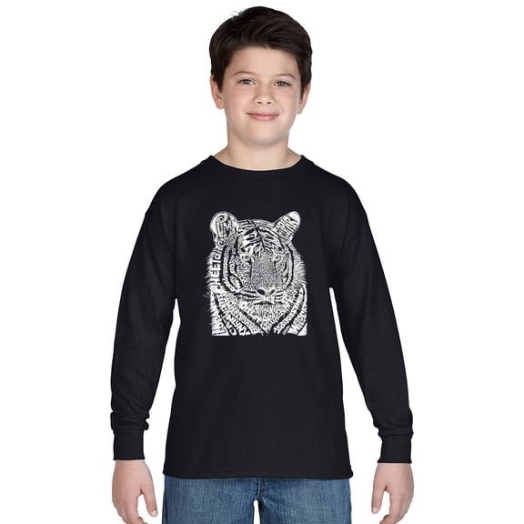 LA Pop Art Boy's Word Art Long Sleeve - Big Cats