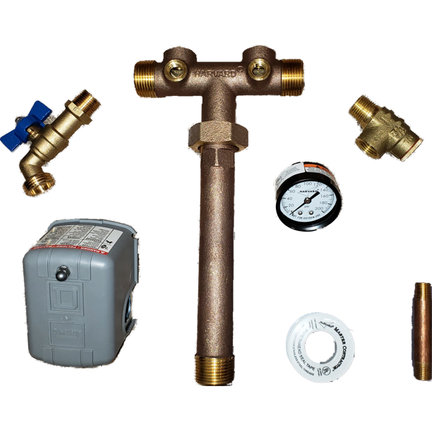 Pressure Tank Tee Kit, 1 1/4"x14" For Water Well, LF Brass, 30/50 Pressure Switch, w/ Check