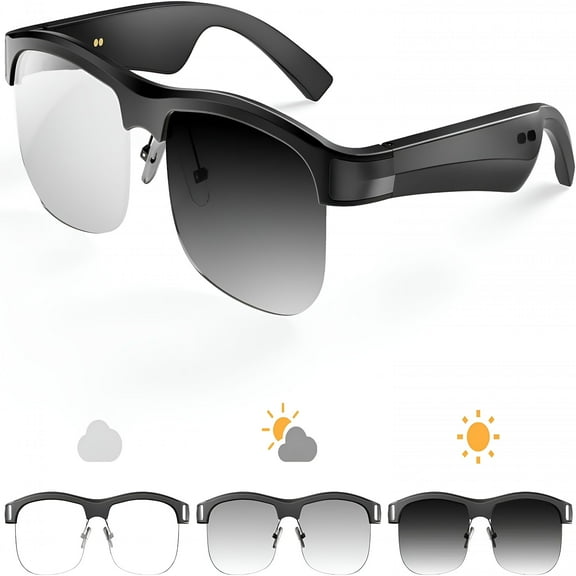 GJX Smart Glasses with Photochromic Lenses - Bluetooth Sunglasses for Men & Women, Built-in Mic & Speakers, UV Protection, Voice Control, and Long Battery Life