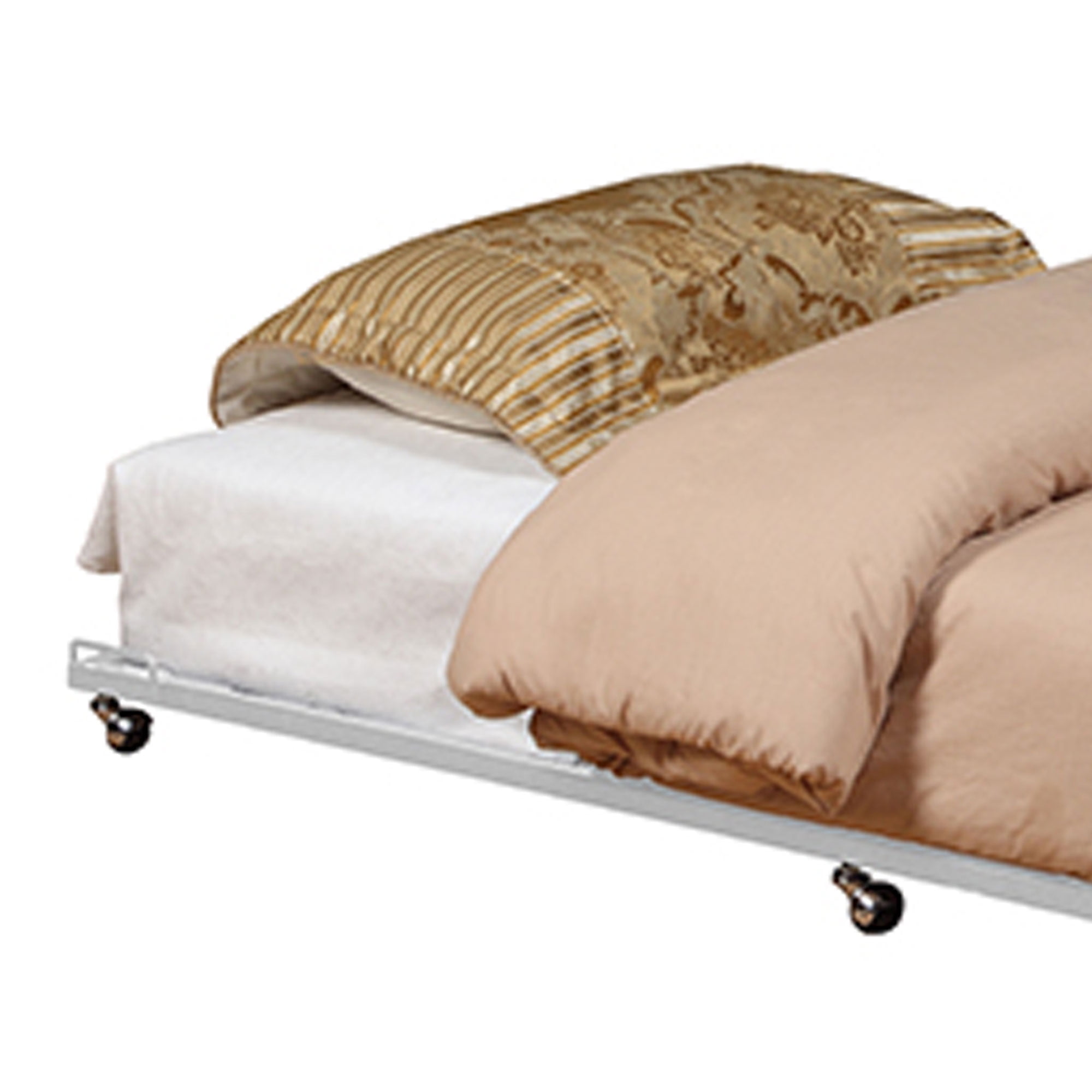 Kings Brand Furniture - Twin Size Metal Roll Out Platform Trundle Bed Frame for Daybed with Steel Slats, Cream White