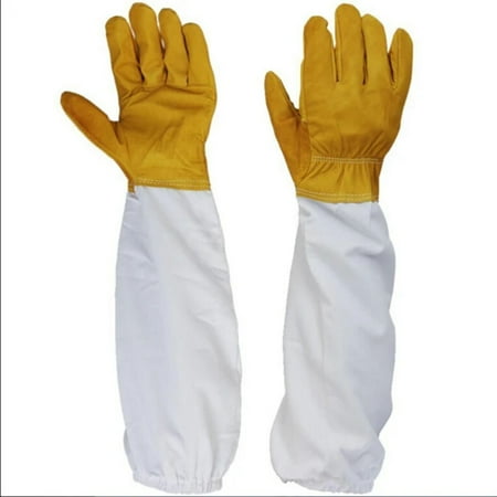 

LIGJUN Soft durable and breathable high-quality ventilated goatskin long sleeve beekeeping gloves - pair for maximum protection. Ideal for beekeepers with straight thumb.