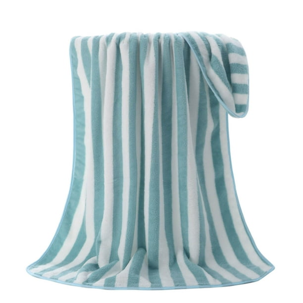 Toalla de baño de terciopelo para adultos, uso diario en casa, absorbente, para cabello seco, sin decoloración, para playa, con estampado de tiras.
