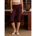 thumbnail image 4 of Pantalones capri de mujer de tiro bajo con cintura plegable, color liso, corte ajustado y estilo cropped., 4 of 9