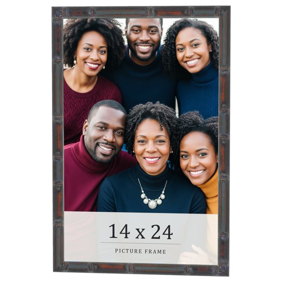 14x24 Frame Brown Bamboo with Dark Coffee/Walnut Finish | Solid Wood Picture Frame Width 0.75
