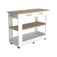 thumbnail image 5 of Cala Kitchen Island 46, Six Casters, Two Drawers, Lower Open Shelf White / Light Oak, 5 of 12