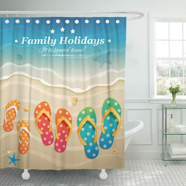 YUSDECOR Sea Beach Holiday Family Flip Flops Day Summer Life Bathroom