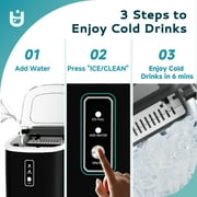 EUHOMY Countertop Ice Maker 26 lbs/Day Portable Self-Cleaning, 9 Bullet Ice in 6 Min, Black
