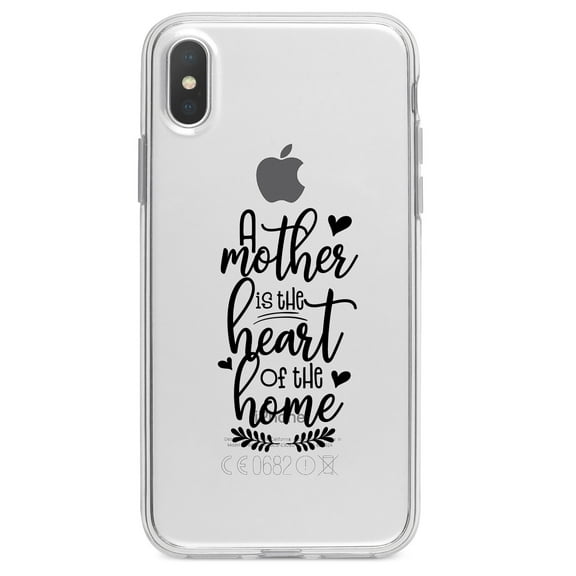 DistinctInk Clear Shockproof Hybrid Case for iPhone XR (6.1" Screen) - TPU Bumper Acrylic Back Tempered Glass Screen Protector - A Mother is the Heart of the Home