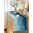 thumbnail image 2 of Coastal Ocean Wave Ombre Style Table Runner 13x36in Non-Slip Cotton Linen Table Runners, Blue Gradient Beach Dresser Scarves TableRunner for Dinner Kitchen Dining Wedding Party, 2 of 9