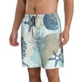 thumbnail image 2 of Kll Algae Corals And Seashells Men'S Casual Summer Beach Shorts Hawaiian Shorts With Pockets-Medium, 2 of 9