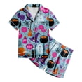 thumbnail image 4 of NIEWTR Girls' Pajamas Kids Toddler Summer Cartoon Print Short Sleeve Shorts Sleepwear Outfits Halloween Pajamas, 4 of 5