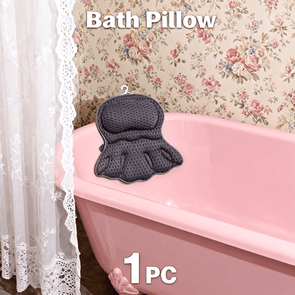 Full Body Bathtub Pillow with 4D Ergonomic Support, Long Design for Head to Back Comfort, Breathable Fabric, Strong Suction, Quick Dry Bath Spa Essential