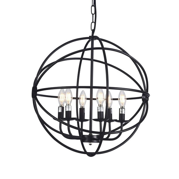 Wideskall 20 Modern Round Sphere Black, Hanging Metal Chandelier Frame Wire With Hook