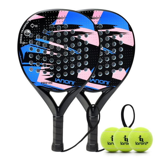Raqueta de pádel WLSRW con superficie de fibra de carbono, núcleo de espuma viscoelástica EVA