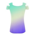 thumbnail image 4 of Scyoekwg Short Sleeve Womens Tops V Neck Cold Shoulder Tops Gradient Color Trendy Lightweight Comfy Loose Blouses (Mint Green,XL), 4 of 5