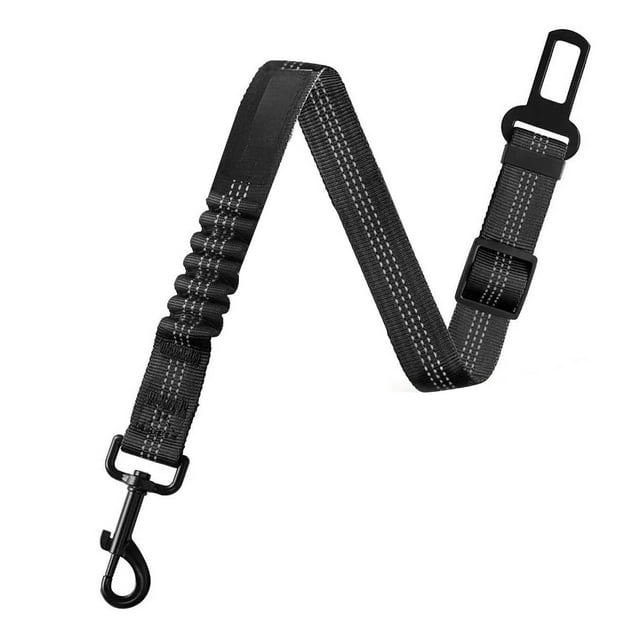 Adjustable Nylon Vehicle Harness with Elastic Bungee Buffer and Reflective Straps for Secure Dog Travel
