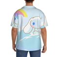thumbnail image 3 of Lsque Sanrio print Men's Cuban Collar Short Sleeve Shirt Summer Beachwear Casual Button Down Fashionable Vacation Leisure Shirt-4X-Large, 3 of 7