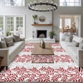 thumbnail image 4 of Red Gray Botanical Large Area Rugs for Bedroom Living Room, Soft Non Slip Carpet Bedside Rug, Pastoral Spring Summer Leaf Aesthetics Rectangular Floor Cover Kitchen Accent Rug 5'x7' for Office, 4 of 9