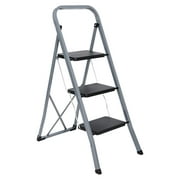 CintBllTer 3-Step Folding Ladder with Handgrip Wide Anti-Slip Platform, Lightweight Steel Ladder,330 lbs Load Capacity Step Ladder, Portable Steel Step Stool for Kitchen Shop