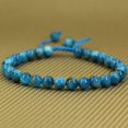 thumbnail image 2 of Natural Blue Apatite Gemstone 6mm Round Beads Adjustable Bracelet 7" Unisex, 2 of 4