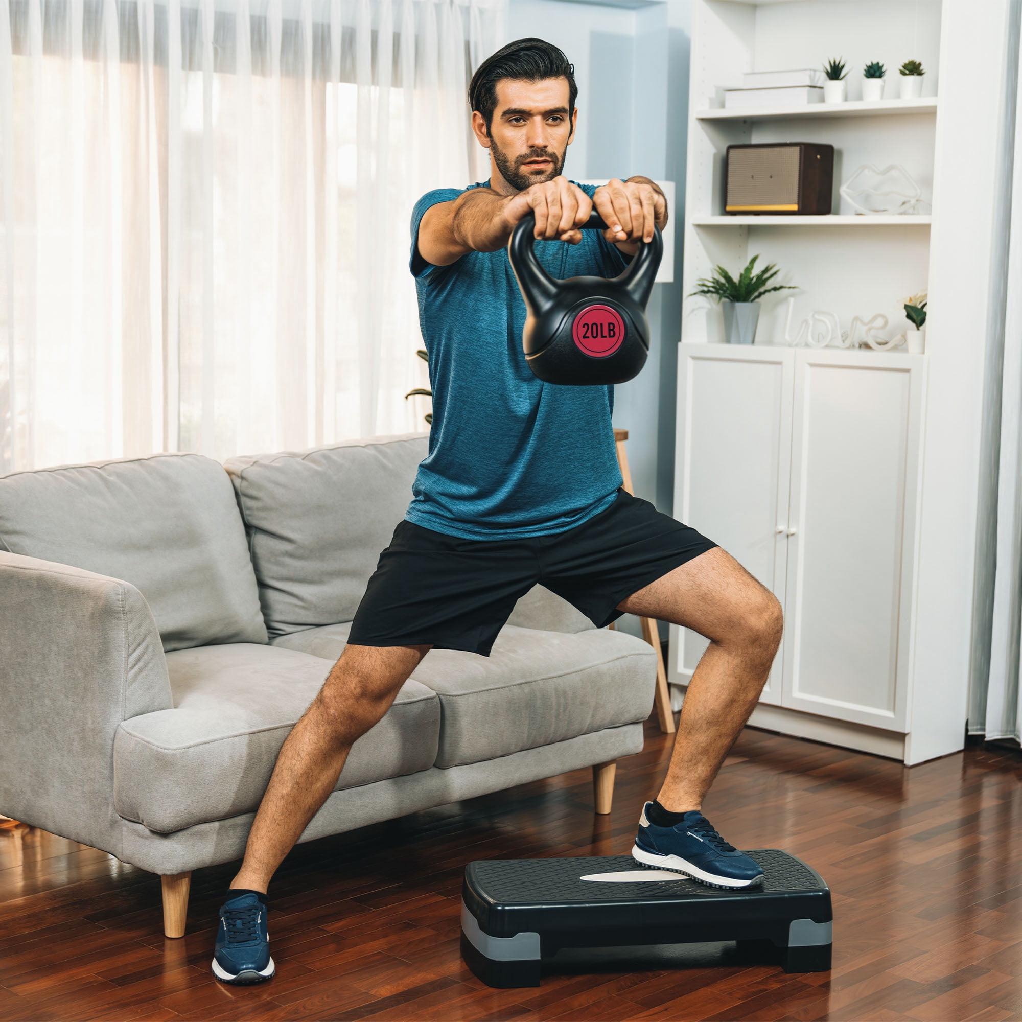 BalanceFrom Wide Grip 4 Piece Kettlebell Exercise Fitness Weight Set, Includes 5 lbs, 10 lbs, 15 lbs, 20 lbs