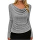 thumbnail image 2 of Xuyuer Women's Solid Color V-Neck Long Sleeve Pullover, Pile Casual Fashion Top for Women's Blouses Collection, 2 of 9