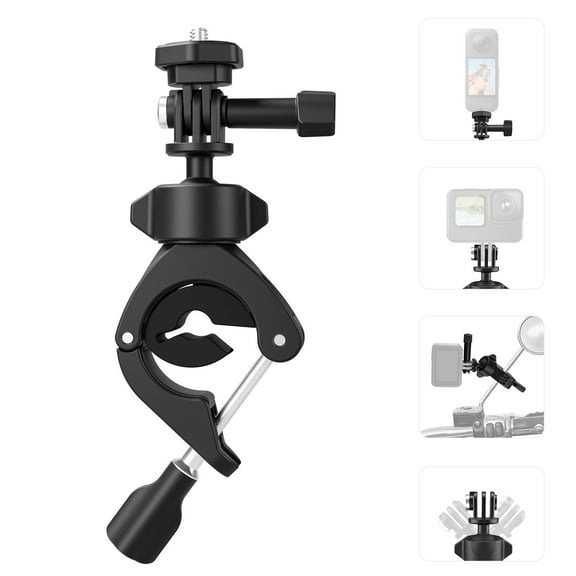 Bike Tube Clamp Mount 360° Adjustable for GoPro Hero 12 11 10 9, Insta360, Action Cameras & Smartphones – Dual Device Support, Universal Compatibility, Stable & Durable Design