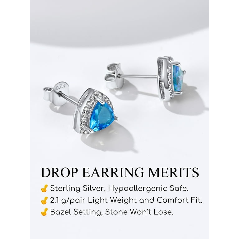 Turquoise Triangle Stud Earrings - 18K Gold Plated 925 Sterling Silver For Women