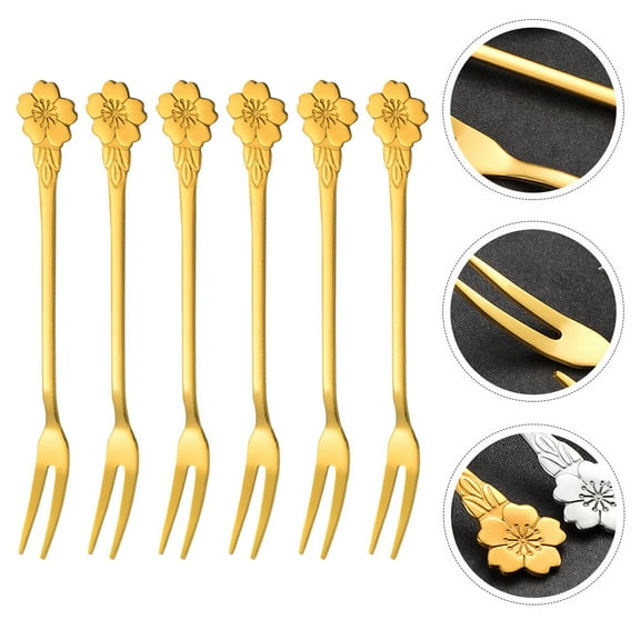 TAILTOSS 10Pcs Appetizer Dessert Forks Golden Color for Food Picking