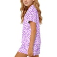 thumbnail image 6 of WRKEKC Girls Summer Outfits Printed Turndown Neck Short Sleeve Top and Shorts Pajama Set for 3-14 Years, 6 of 7