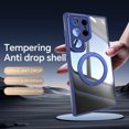 thumbnail image 2 of Compatible for Samsung Galaxy S24 Ultra Phone Case with Stand, Rotatable Ring Holder Kickstand Rugged Shockproof Protective Cover Case with Camera Lens Protector for Samsung Galaxy S24 Ultra, Blue, 2 of 10
