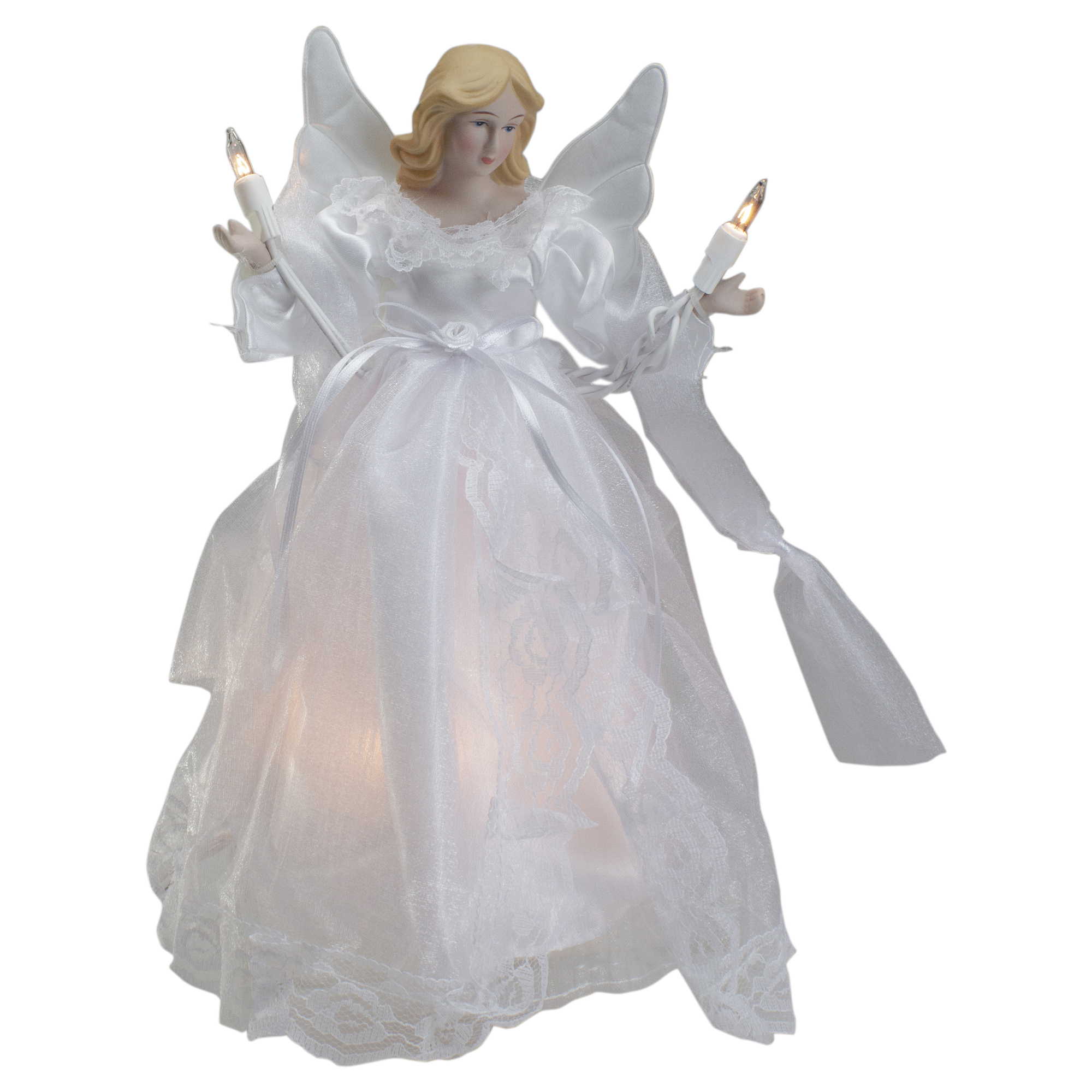 10" Lighted White Winged Angel Christmas Tree Topper - Clear lights - Walmart.com - Walmart.com