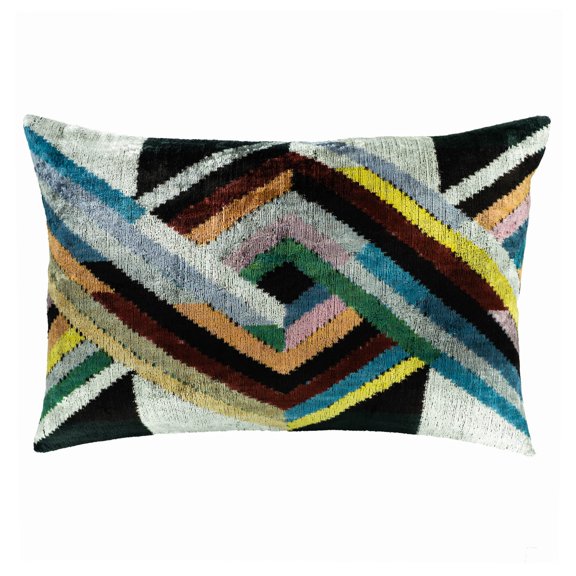 Icarus Silk Velvet Ikat Pillow, 16" X 24" Case Only