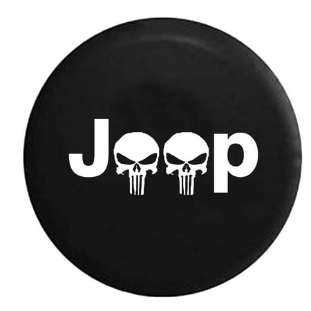 Jeep Punisher Skulls Spare Tire Cover Vinyl Black 27.5